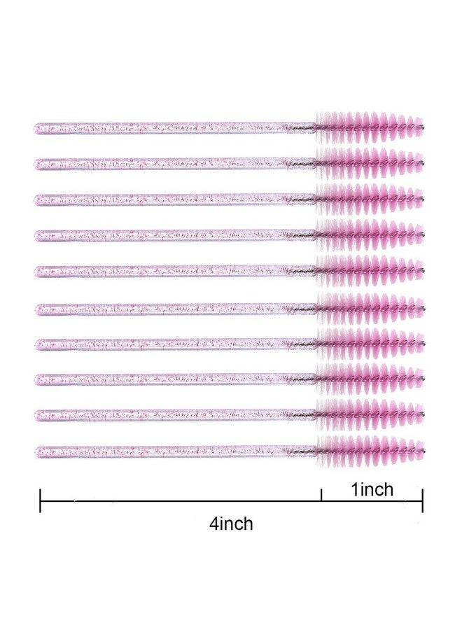 100Pcs Disposable Mascara Brushes With Container Mascara Wands Makeup Brushes Applicators Kits For Eyelash Extensions And Eyebrow Brush (Crystal Pink)