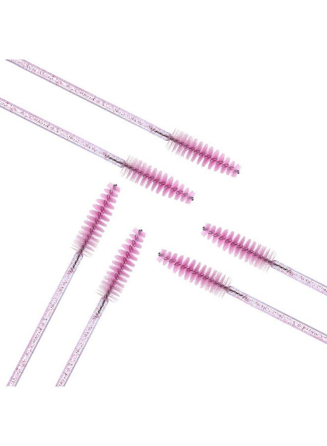 100Pcs Disposable Mascara Brushes With Container Mascara Wands Makeup Brushes Applicators Kits For Eyelash Extensions And Eyebrow Brush (Crystal Pink)