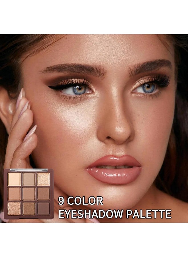 9 Colors Eyeshadow Palette Matte Shimmer Glitter Eye Shadow Makeup Palette Highly Pigmented Long Lasting Waterproof Natural Neutral Nude Eyeshadow Makeup Pallet Chocolate Brown