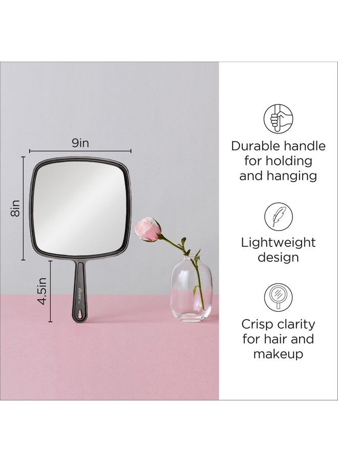 Professional Quality Hand Mirrorhand Held Mirror With Handle Single Sided Vanity Makeup Mirror For Women Men Salon Barber Shaving And Travel Large 9 X 12.75 In Black