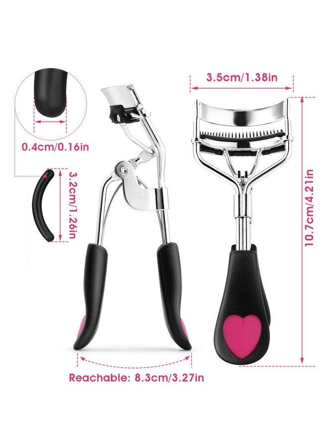 Beauty Eyelash Curler Kit Professional Eye Lashes Curler Metal Makeup Tool With Builtin Comb Eye With 10 Replacement Refill Pads For Women Girl Get Dramatically Curled Eyelashes