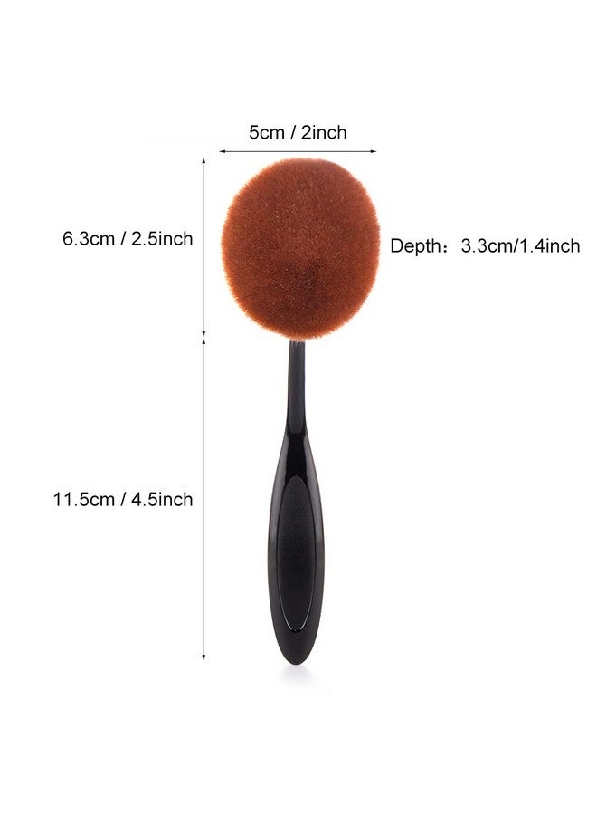 Oval Foundation Brush Large Toothbrush Makeup Brushes Fast Flawless Application Liquid Cream Powder Foundation Sunscreen（All Black）