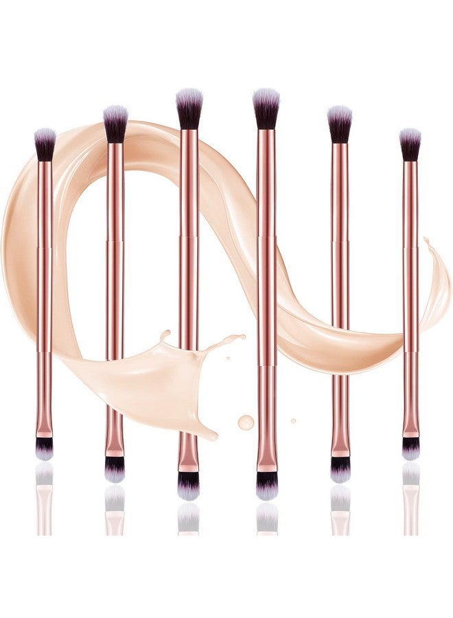6 Pcs Eyeshadow Smudge Brush 2In1 Eyeshadow Brush 2 Double Ended Make Up Brush Concealer Brush Under Eye Small Soft Firm Pointed Foundation Makeup Applicator For Blending Eye Shadow Liner