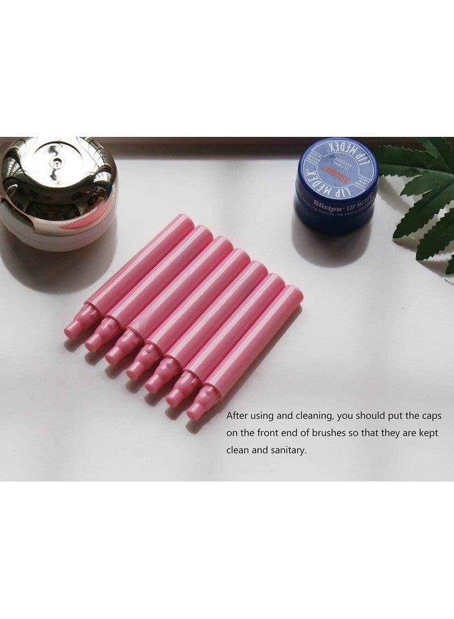 7Pcs Silicone Makeup Brushes With Caps. Perfect Tools For Applying Cream Or Liquid Lip Mask And Eyeshadow (Pink)
