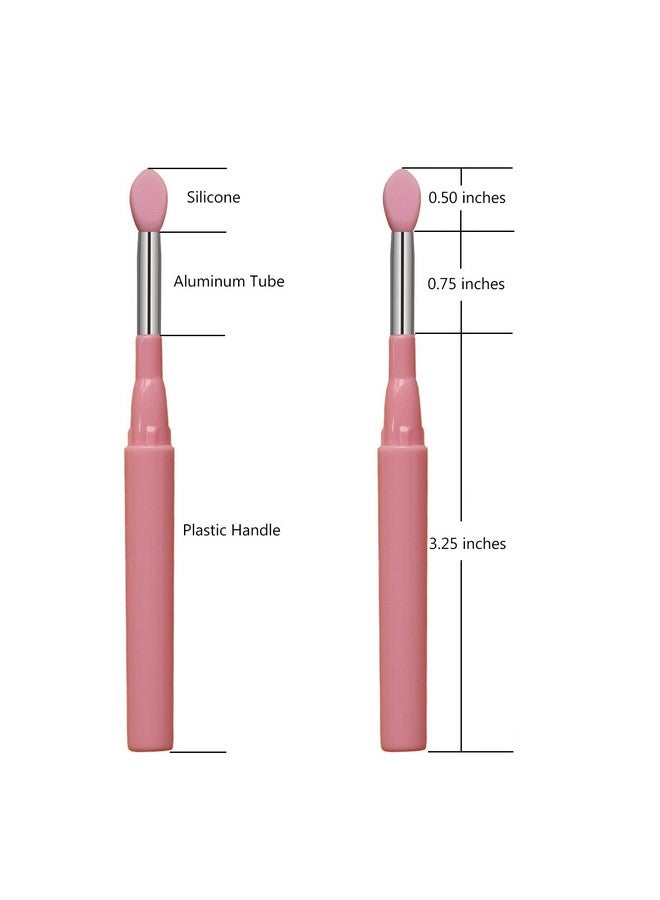 7Pcs Silicone Makeup Brushes With Caps. Perfect Tools For Applying Cream Or Liquid Lip Mask And Eyeshadow (Pink)
