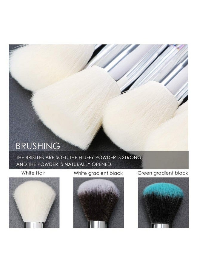 Makeup Brushes Crystal Handle Set Tenmon 10 Pcs Crystal Transparent Handle Kabuki Powder Foundation Brush Concealer Eye Shadow Eyeliner Eyebrow Brush (White)