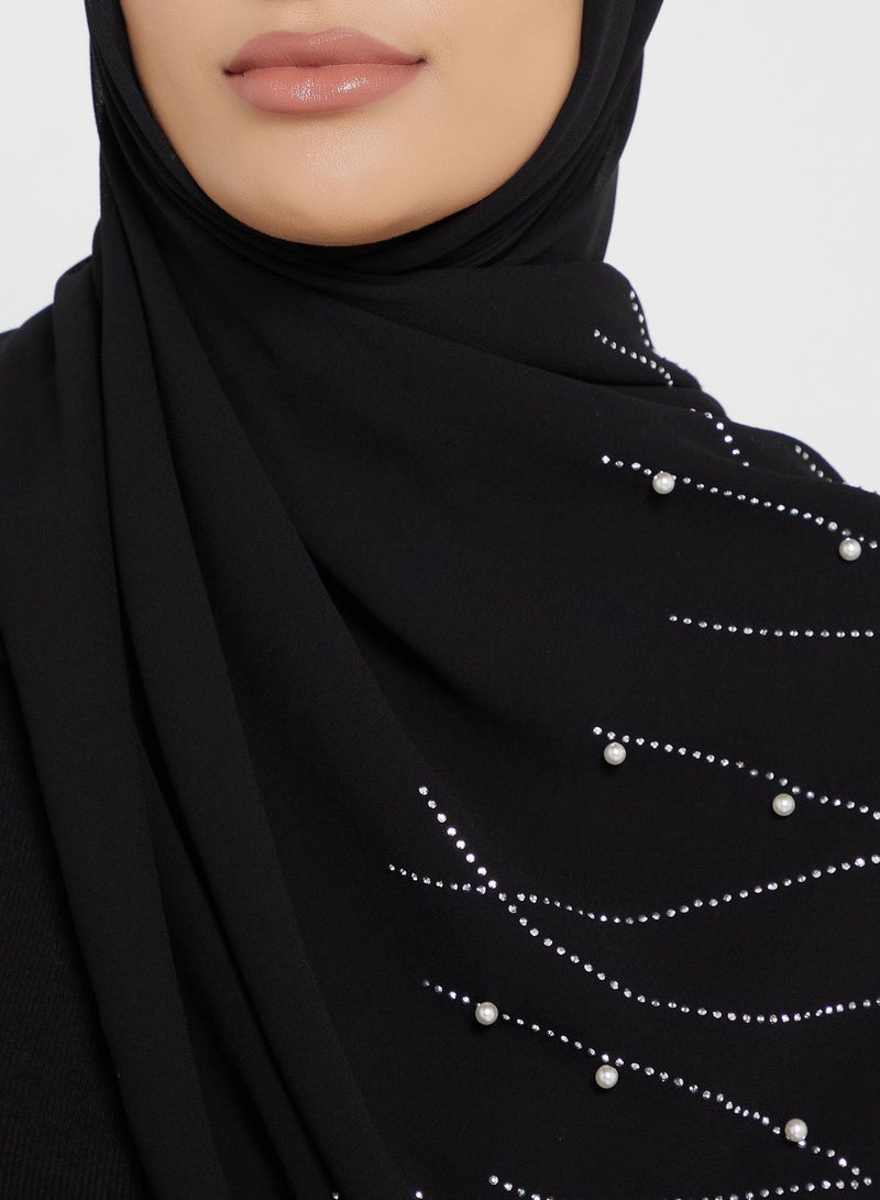 Pearl Embellished Long Hijab Scarf