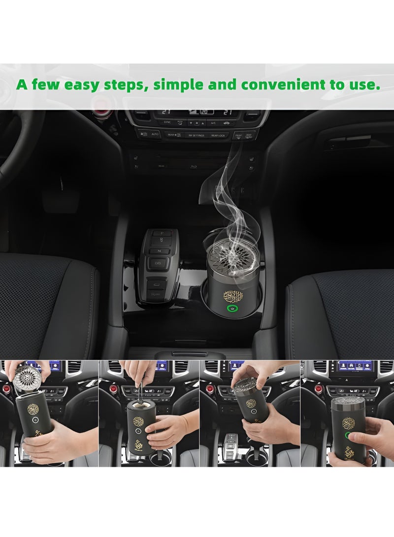 Quran Speaker with Car Bakhoor USB Type-C Power Rechargeable Incense Burner 16.4x9.6x9.4 cm