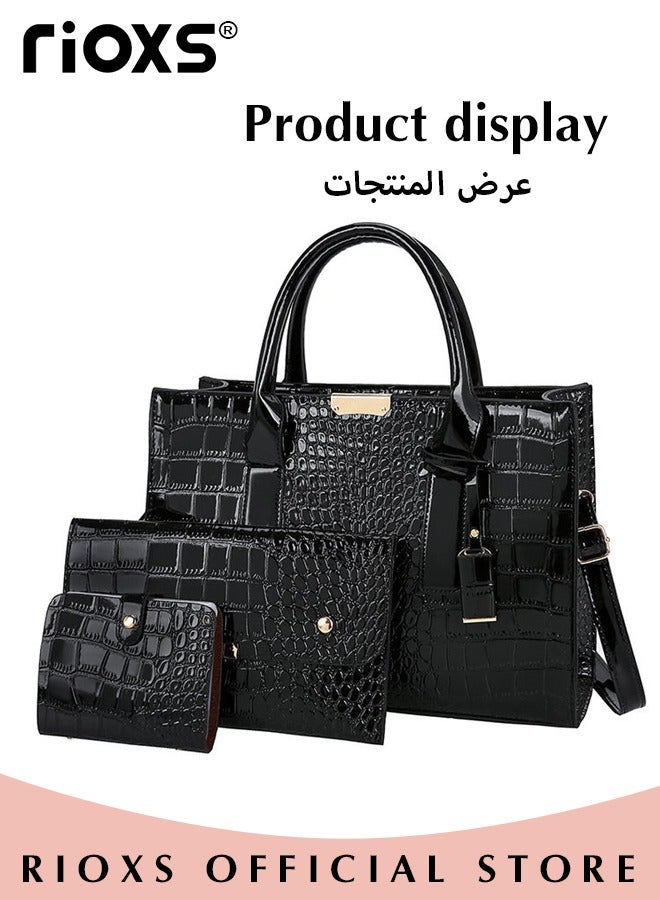 3 PCS Satchel Purses and Handbags for Women Shoulder Tote Bags Wallets
