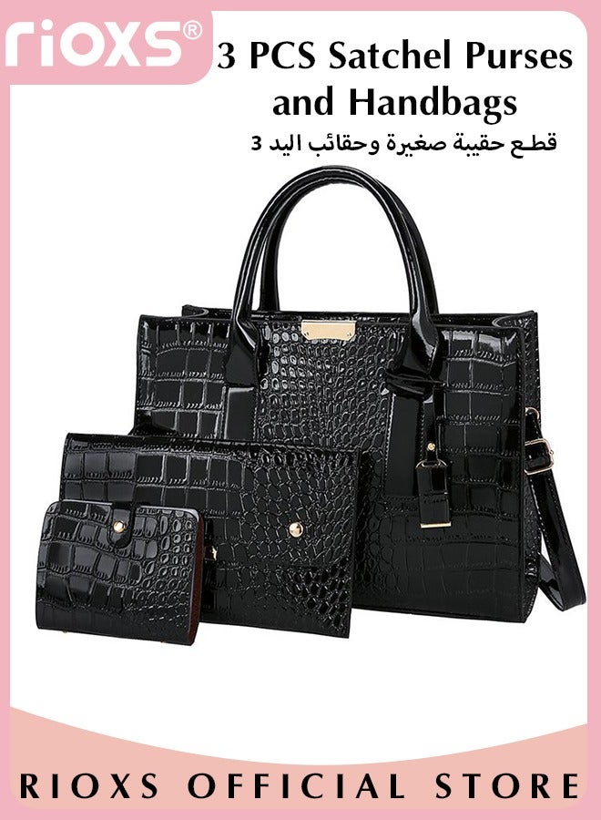 3 PCS Satchel Purses and Handbags for Women Shoulder Tote Bags Wallets