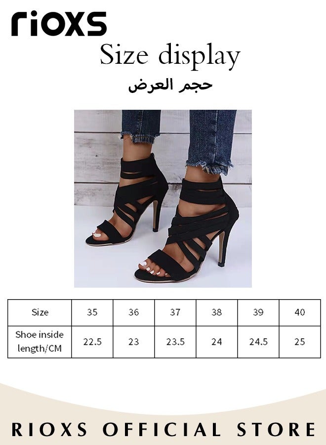 Women's Fashion Fish Toe High Heels Sandals Summer Comfortable Buckle High Heels With Elastic Band