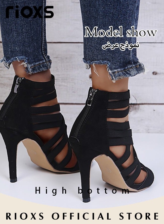 Women's Fashion Fish Toe High Heels Sandals Summer Comfortable Buckle High Heels With Elastic Band