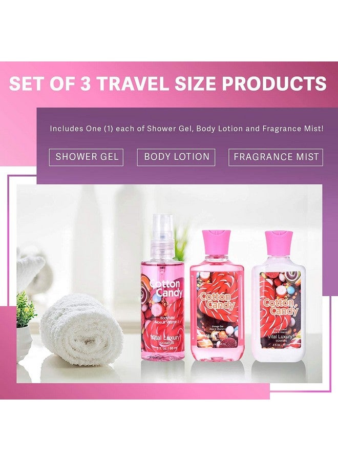 Cotton Candy Bath & Body Travel Kit 3 Fl Oz Ideal Skincare Gift Home Spa Set Includes Shower Gel Body Lotion And Fragrance Mist Christmas Gifts For Your Family And Friends