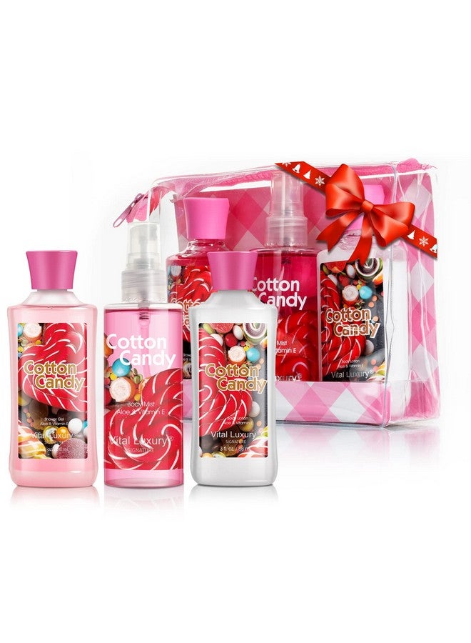 Cotton Candy Bath & Body Travel Kit 3 Fl Oz Ideal Skincare Gift Home Spa Set Includes Shower Gel Body Lotion And Fragrance Mist Christmas Gifts For Your Family And Friends