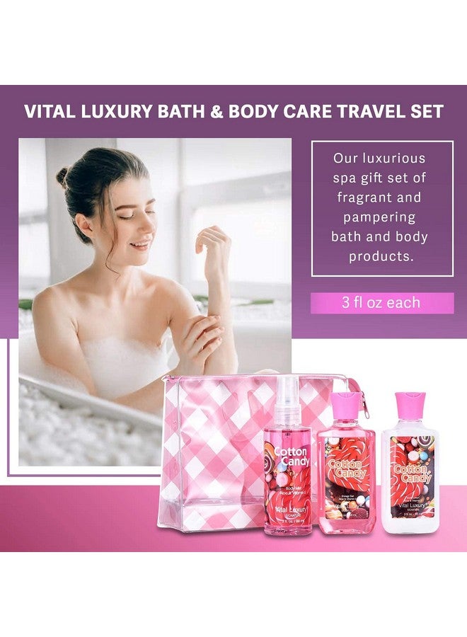 Cotton Candy Bath & Body Travel Kit 3 Fl Oz Ideal Skincare Gift Home Spa Set Includes Shower Gel Body Lotion And Fragrance Mist Christmas Gifts For Your Family And Friends