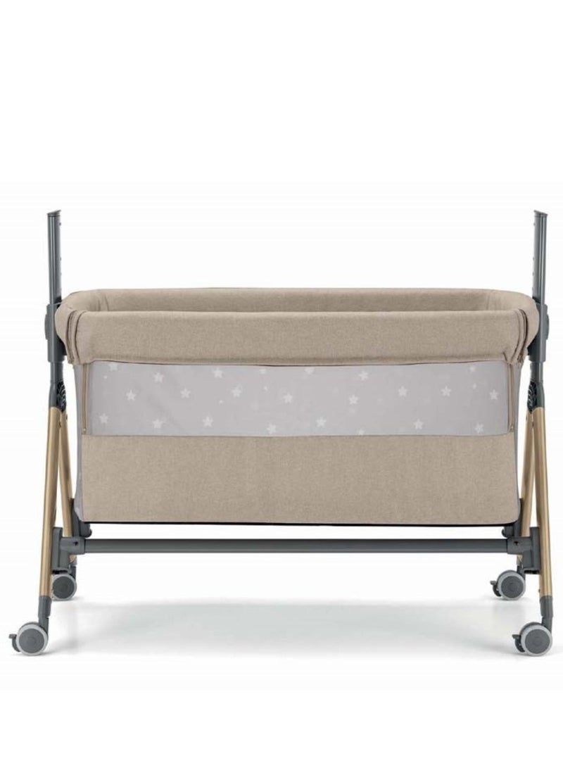 Sempreconte Baby Bedside Crib, Mesh Beige