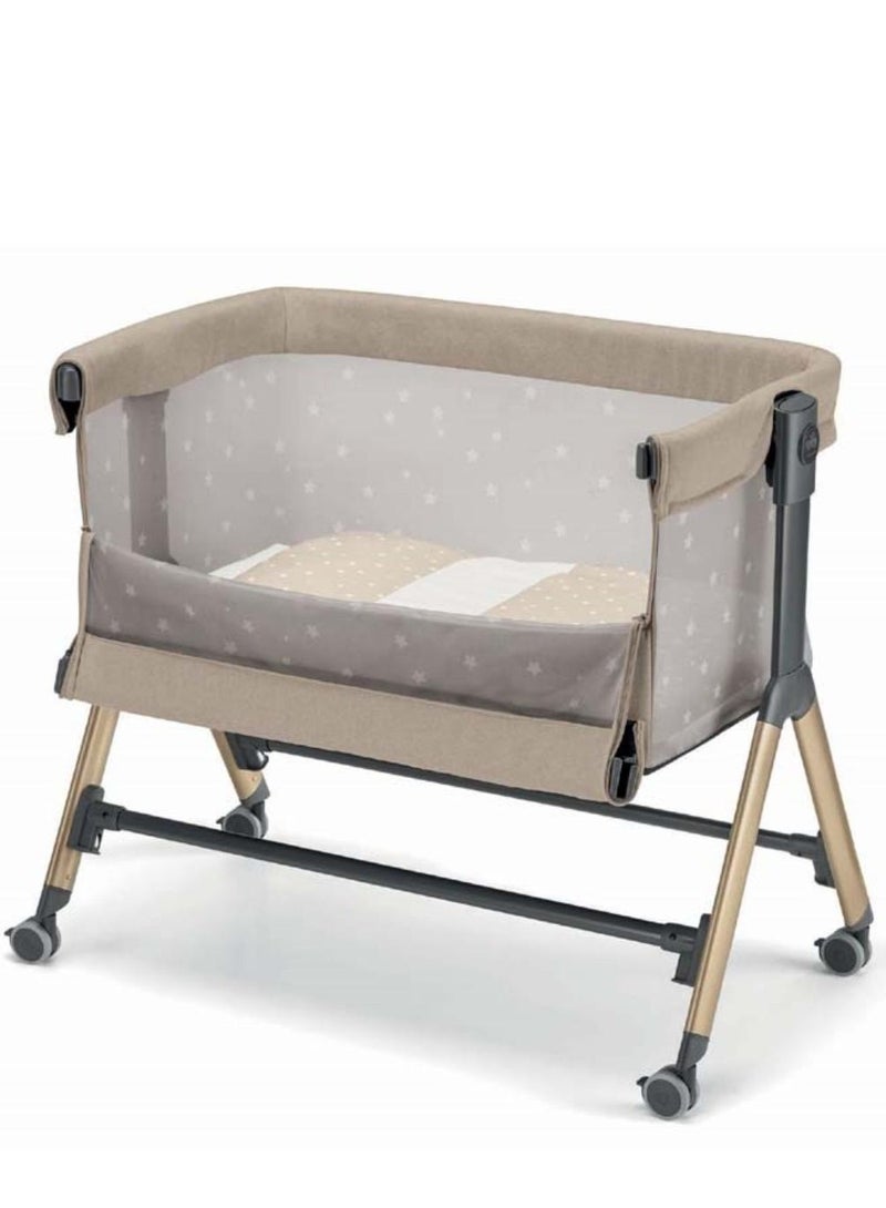 Sempreconte Baby Bedside Crib, Mesh Beige