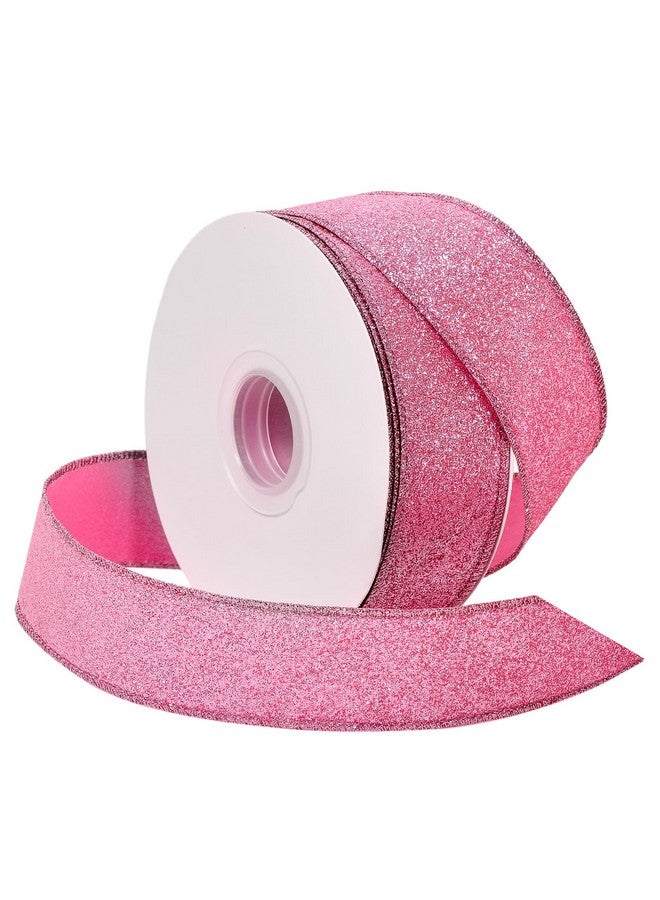 Glitter Wired Ribbon Pink 11/2 Inch X 20 Yards For Christmas Gift Wrapping Wreath Crafts Bow Making And Party Decoration