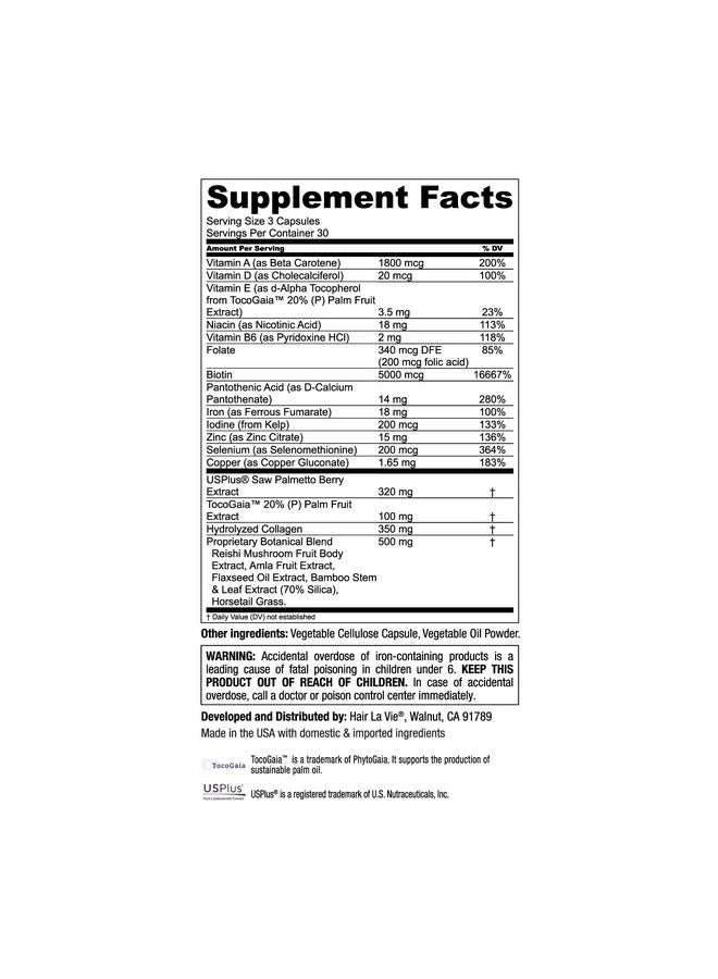 Clinical Formula Hair Growth Vitamins For Women And Men With Biotin 5000Mcg Collagen And Saw Palmetto Healthy Hair Growth Supplement Within Normal Ranges 90 Count (Pack Of 1)