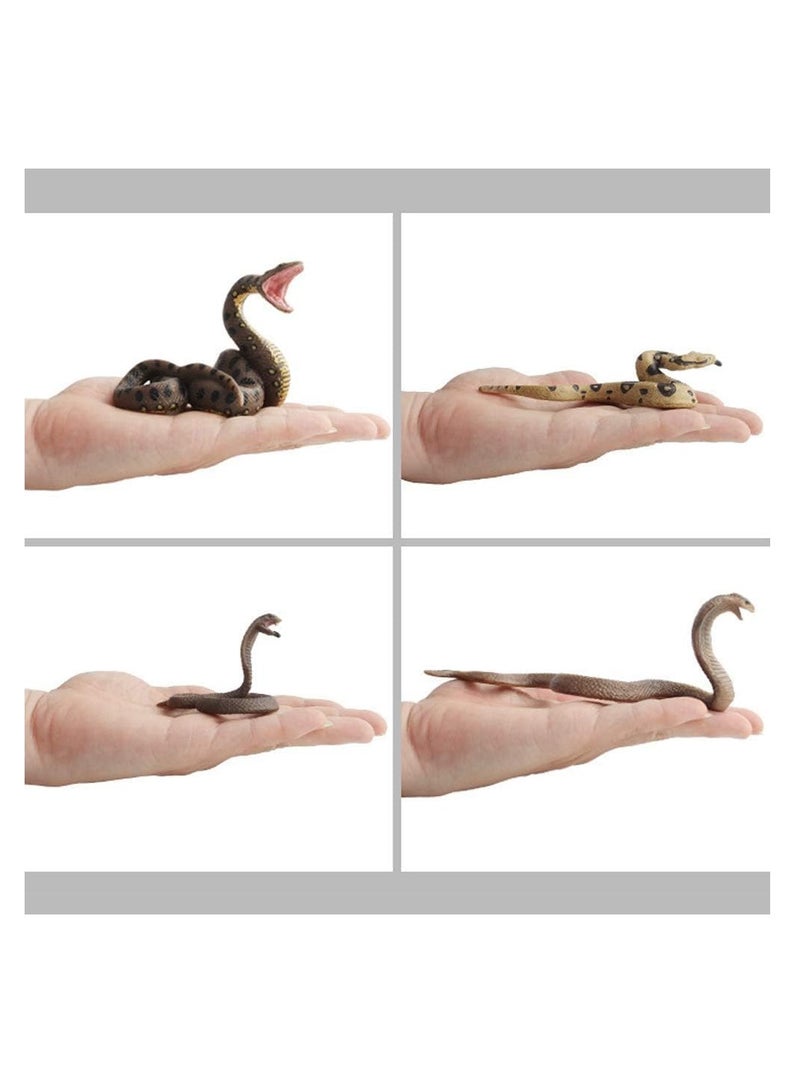 Realistic Wild Life, 4Pcs Action Model Lifelike Snake Toy Figurines Prank Props Stress Relif Toys Educational Toys Birthday Gift for Kids