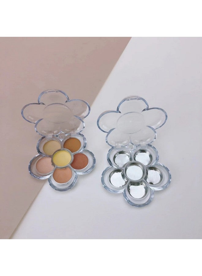 5 Pieces Flower Shape 6 Grids Empty Eyeshadow Tray With Aluminum Palette Refillable Powder Lipstick Cosmetics Container Box For Festivals Party Club Appointment Wedding