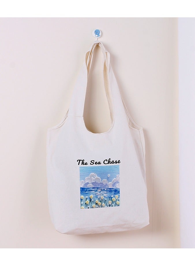 Simple Vest Canvas Bag (Blue Sea)