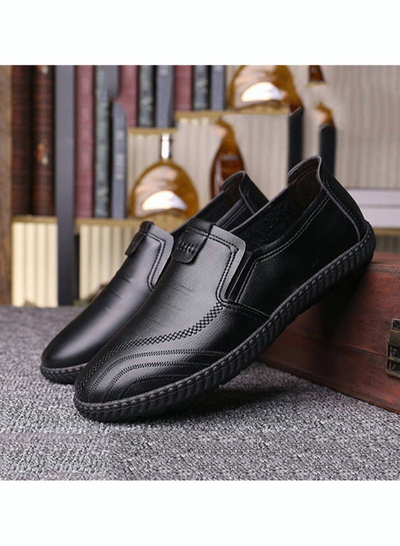 Men's Business Formal Casual Leather Shoes Round Toe Fashion Oxford Shoes With Low Heel