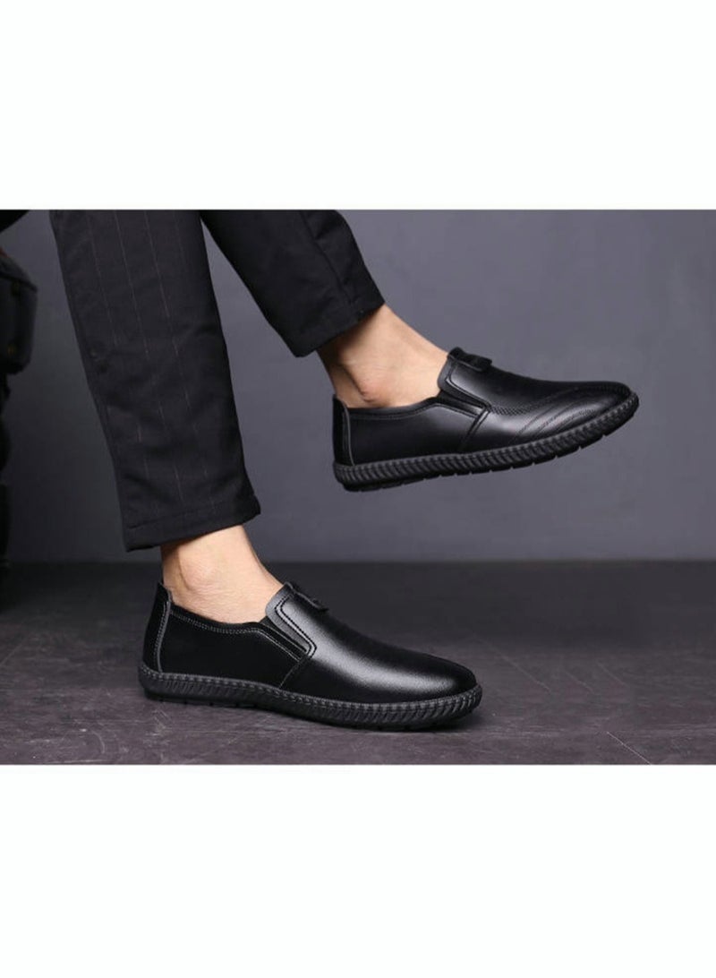 Men's Business Formal Casual Leather Shoes Round Toe Fashion Oxford Shoes With Low Heel