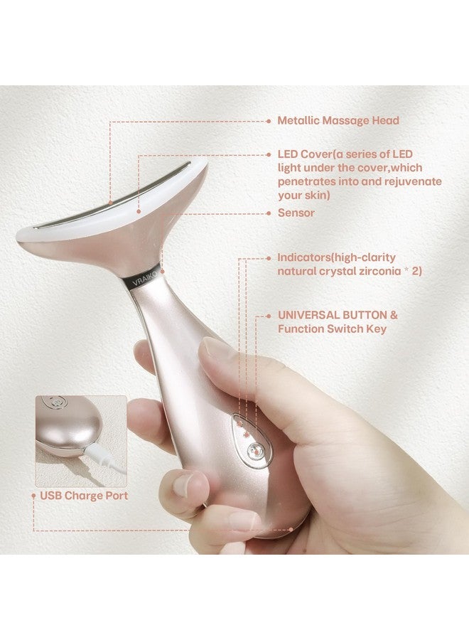 Lily Neck Face Massager Skin Rejuvenation Beauty Massager 3In1 Athome Facial Spa Tool Lifting Toning And Tightening For A Radiant Appearance (Rose Gold)