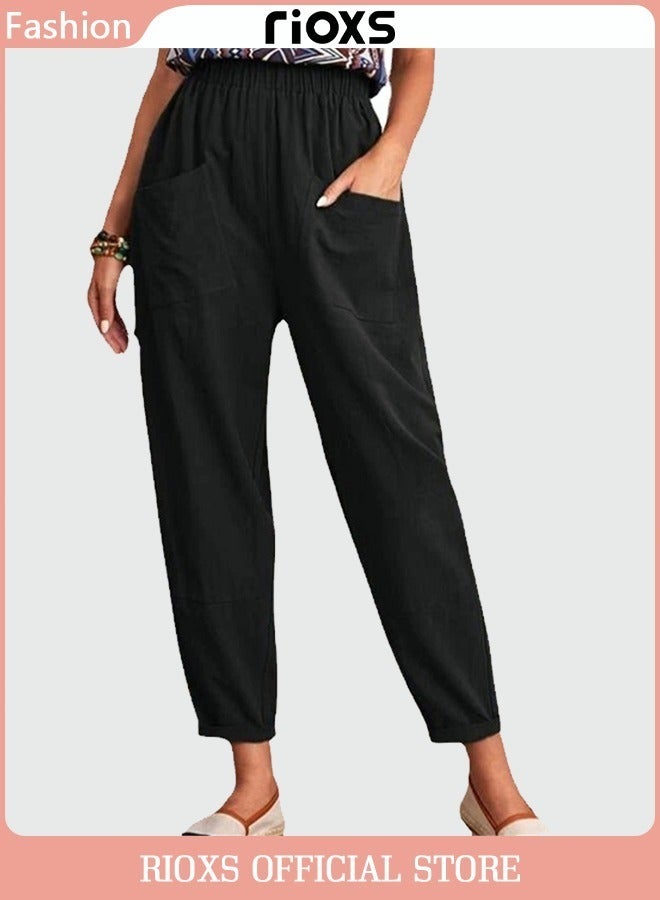 Women Casual Pant Regular Fit Basic Trousers With Front Pockets For Work And Daily