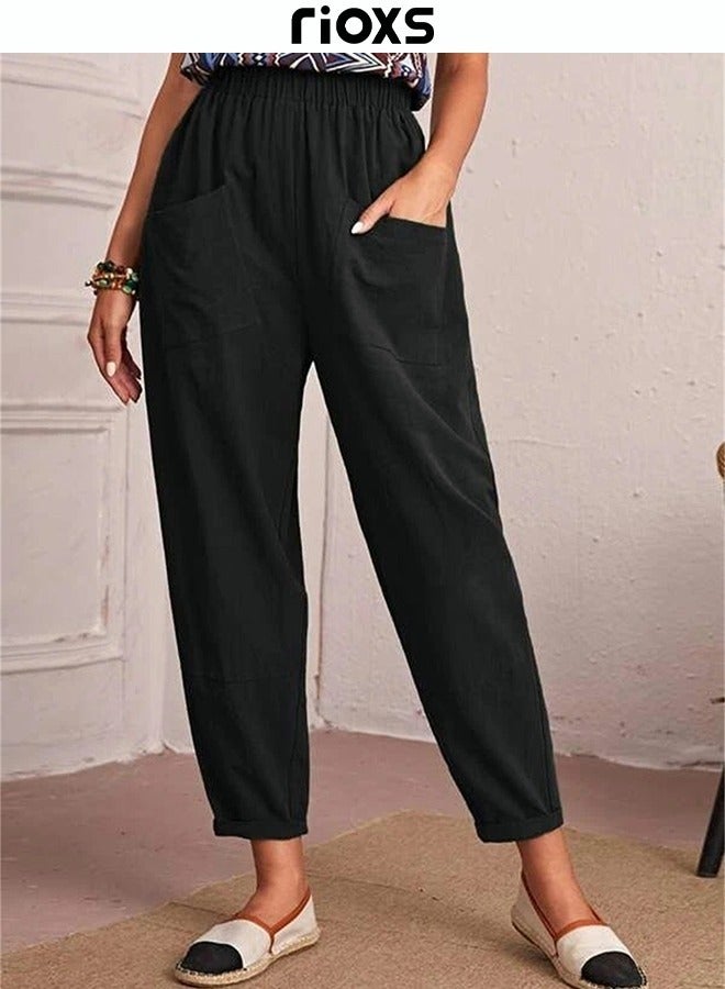 Women Casual Pant Regular Fit Basic Trousers With Front Pockets For Work And Daily