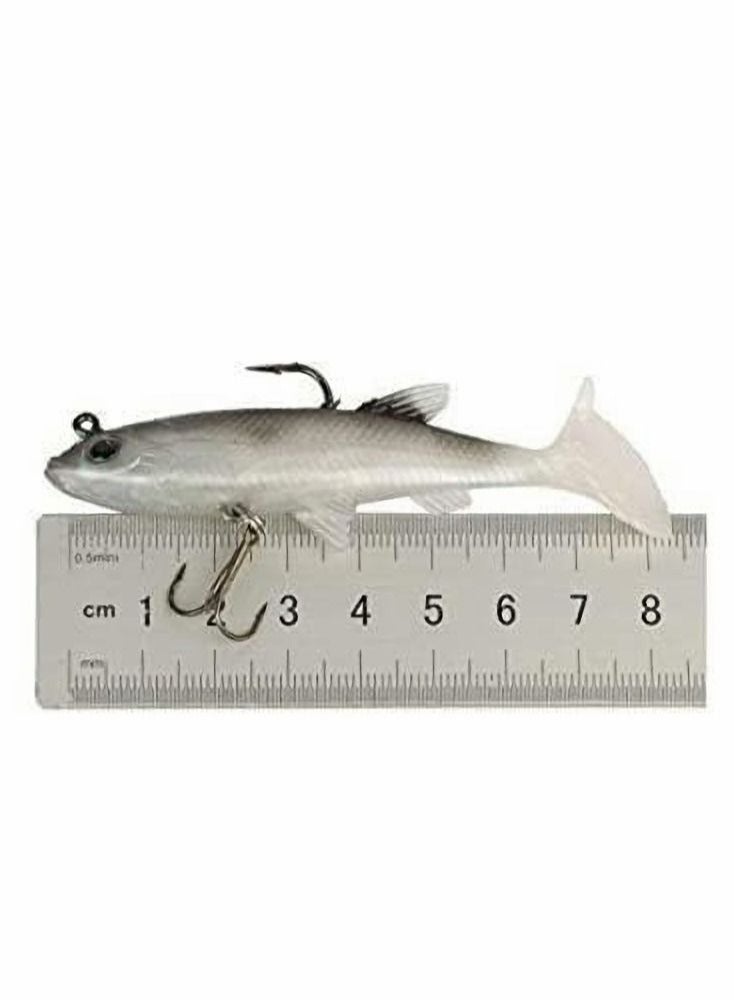 Fishing Lure Set, 5Pcs 8cm Soft Bait Head Sea Fish Lures Fishing Tackle Sharp Treble Hook T Tail Artificial Bait
