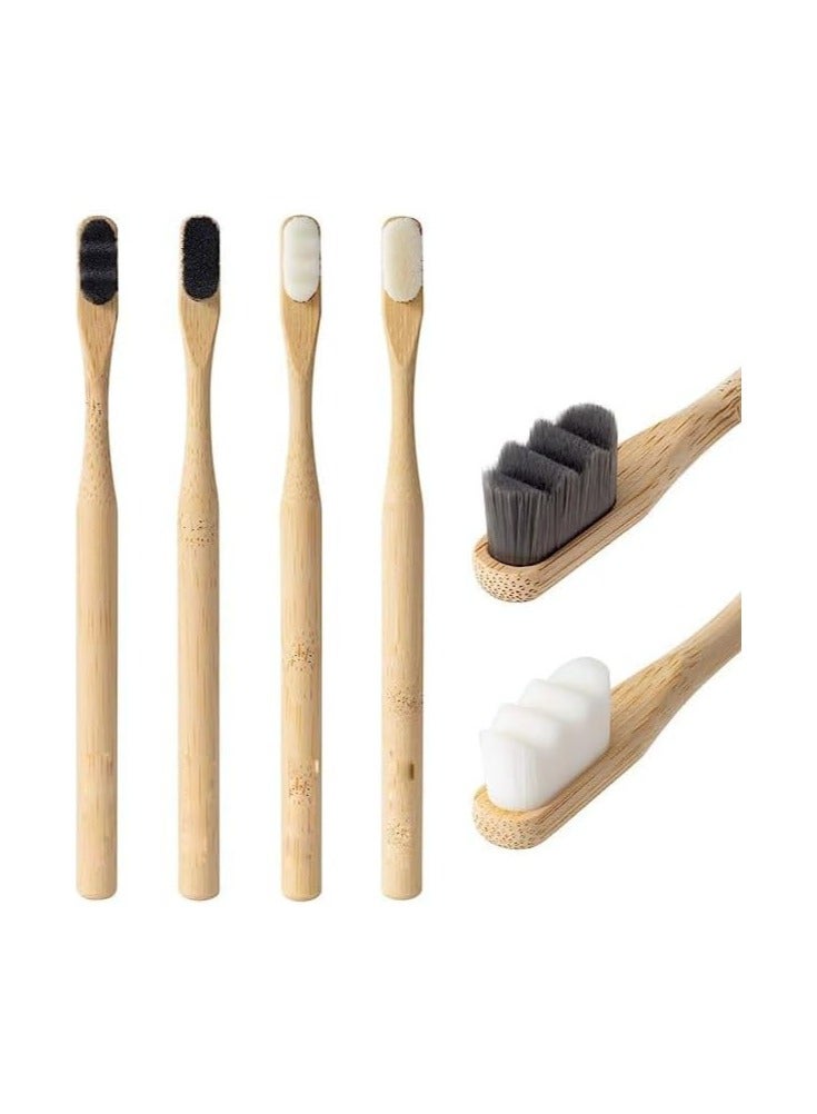 Bamboo Toothbrush, 4 Pack Extra Soft Bristles, 20000 Soft Natural Bristle Toothbrush, Biodegradable Toothbrushes, Eco Friendly Toothbrushes for Sensitive Teeth Gum Recession, Excellent Gift