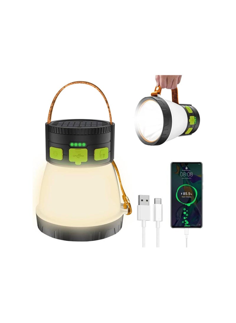 LED Camping Lantern, with Solar Panel Charging, 8 Light Modes Waterproof 7500mAh Power Bank, Portable with Hook Solar Tent Lamp, Camping Lantern, Rechargeable RGB Night Light for Hiking Outdoor