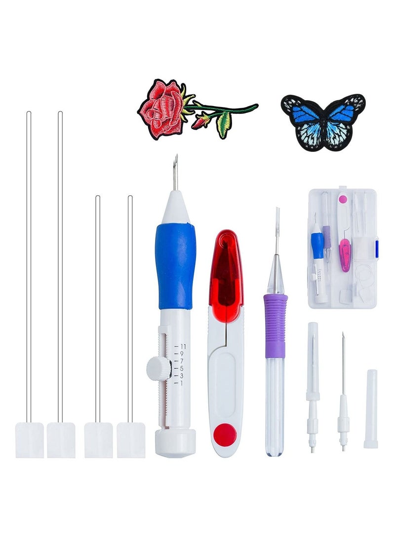 Magic Embroidery Pen Punch Needles Magic Embroidery Pen Set Punch Embroidery Needle Punch Needle Pen Set Cross Stitch Tool Kit DIY Craft for Embroidery Threaders DIY Sewing