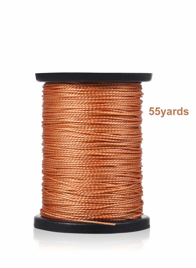 Canvas Leather Sewing Awl Needle with Copper Handle, 50 m Nylon Cord Thread and 2 Pieces Thimble for Handmade Leather Sewing Tools Shoe and Leather Repair, 6 Pieces