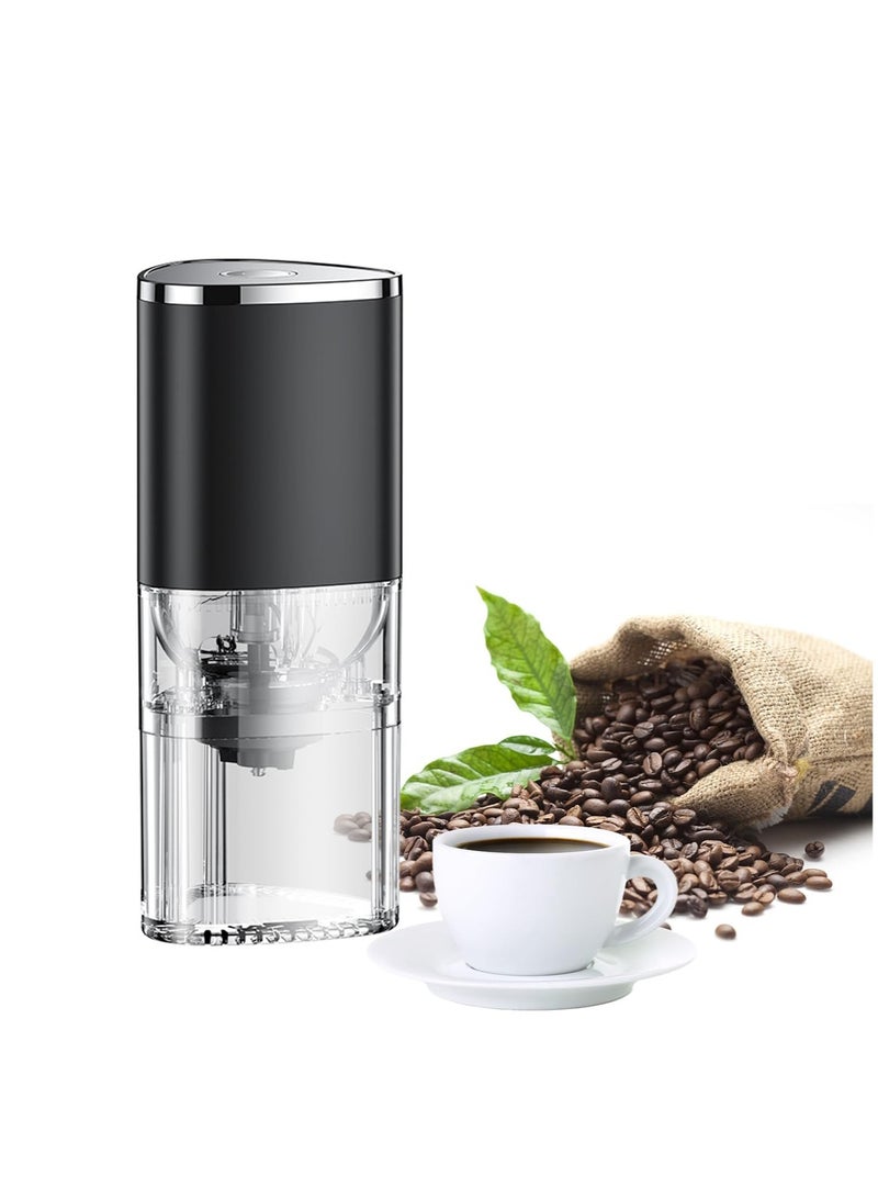 Electric Coffee Grinder Portable Mini Burr Coffee Bean Grinders with Adjustable Grind Size USB Rechargeable Simple Push Button Operation for Home Office or Travel 30g 155ML