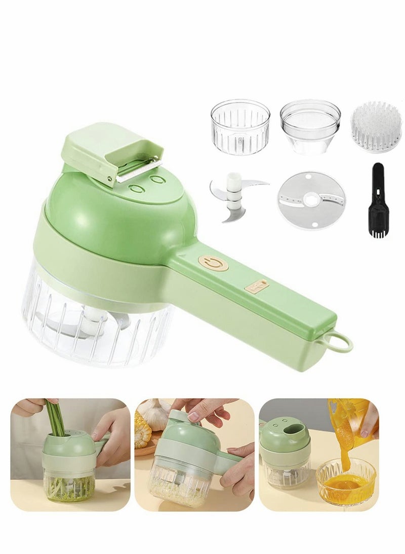 4 in 1 Handheld Electric Vegetable Cutter Set,Wireless Food Processor Electric Food Chopper for Garlic Chili Pepper Onion Ginger Celery Meat with Brush