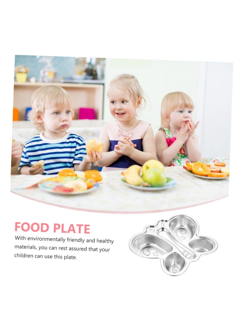 Steel Divided Plates, Kids Training Plate, Divided Tray Food Serving Platter, Kids Camping Dish Stainless Steel Household Divider, for Toddlers and Kids, Camping, Lunch and Dinner