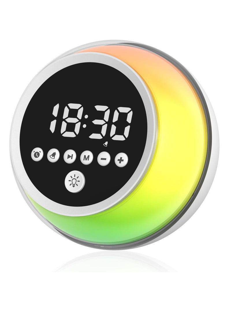 Alarm Clock Wake Up Light, Alarm Clock Bluetooth Speaker, Wireless Speaker with Night  Lights, Portable Multi-Functional Night Light and Wireless Music Player, for Bedroom Outdoor, Gift Ideas