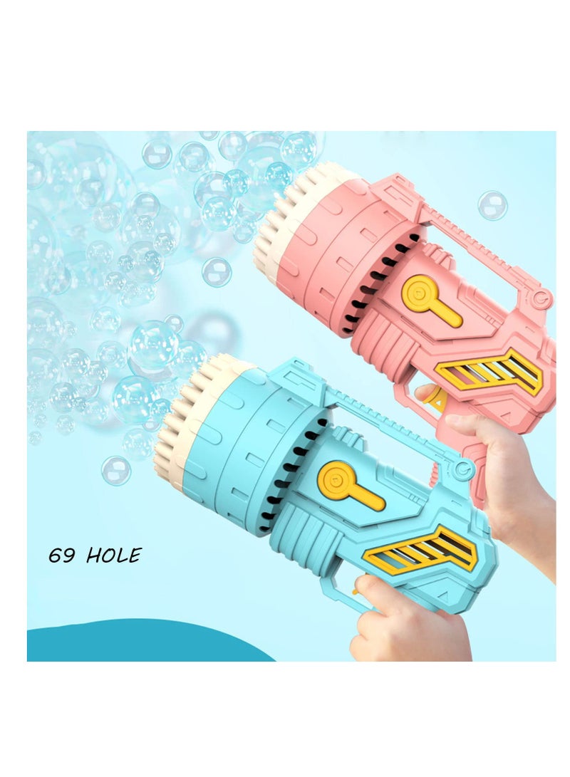 Bubble Machine 69 Hole Bubble Machine with Lights ，Electric Automatic Bubble Maker, Bubble Blower for Adults Kids Birthday Party Wedding Outdoors Summer Toy Backyard Camping Gift