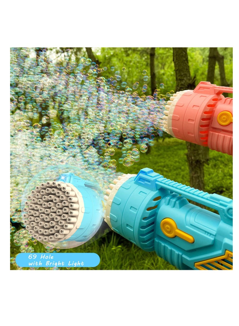 Bubble Machine 69 Hole Bubble Machine with Lights ，Electric Automatic Bubble Maker, Bubble Blower for Adults Kids Birthday Party Wedding Outdoors Summer Toy Backyard Camping Gift