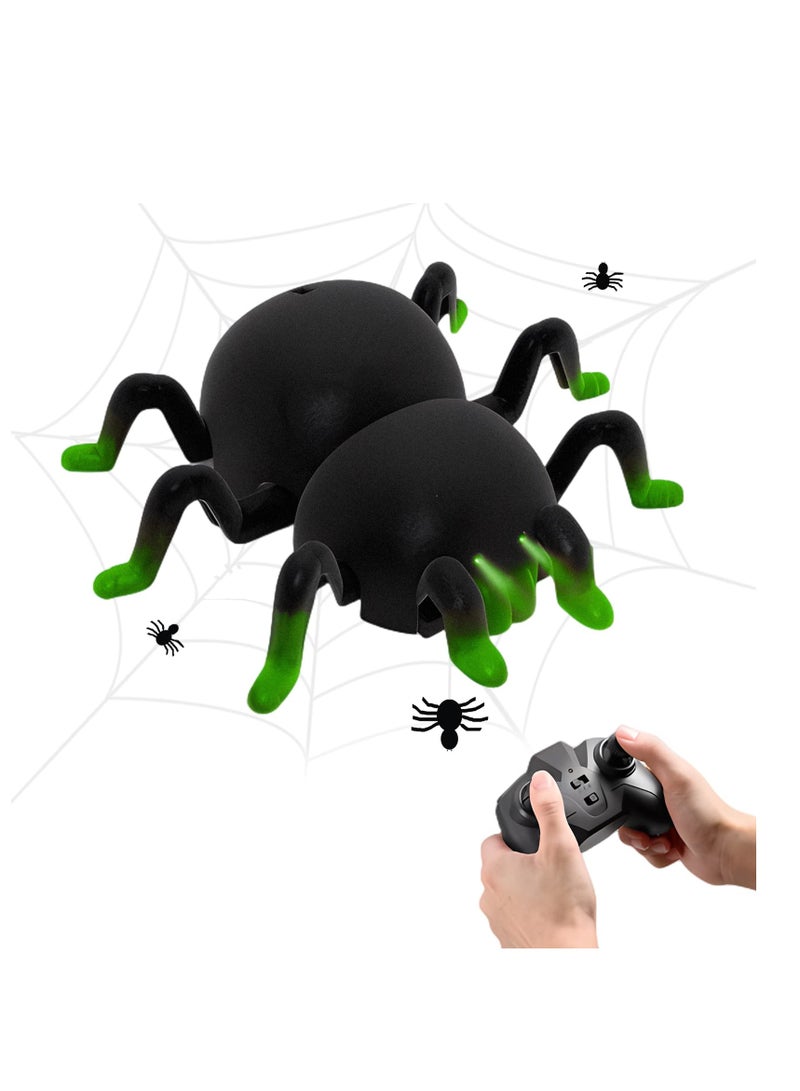 Remote Control Spider, RC Climbing Wall Floor Dual Spider, 360° Rotation Spider Toy, LED Light Remote Control Stunt Remote Control Spider Toys, for Boys Girls Kids Birthday