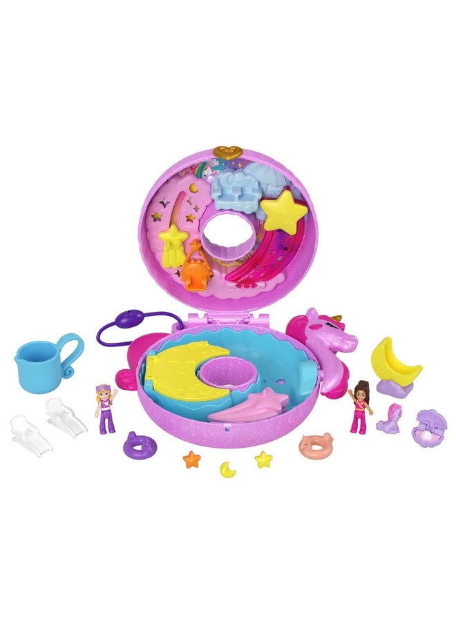 Sparkle Cove Adventure Unicorn Floatie Compact Playset With 2 Micro Dolls Color Change & Water Play
