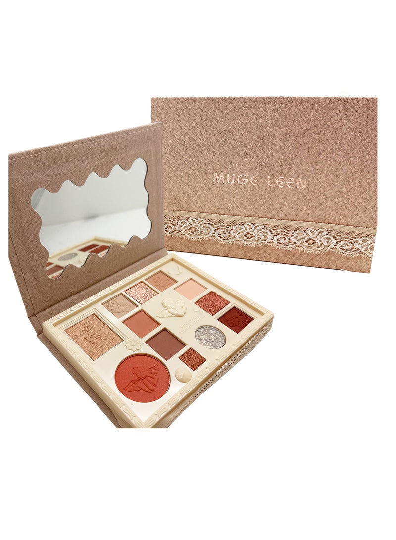 12 Shades Nude Eyeshadow Palette, Long Lasting Blendable Matte Eyeshadow Palette, Waterproof Shimmer Eyeshadow Palette, High Pigmented Portable Naked Eyeshadow Palette, for Brown Eyes