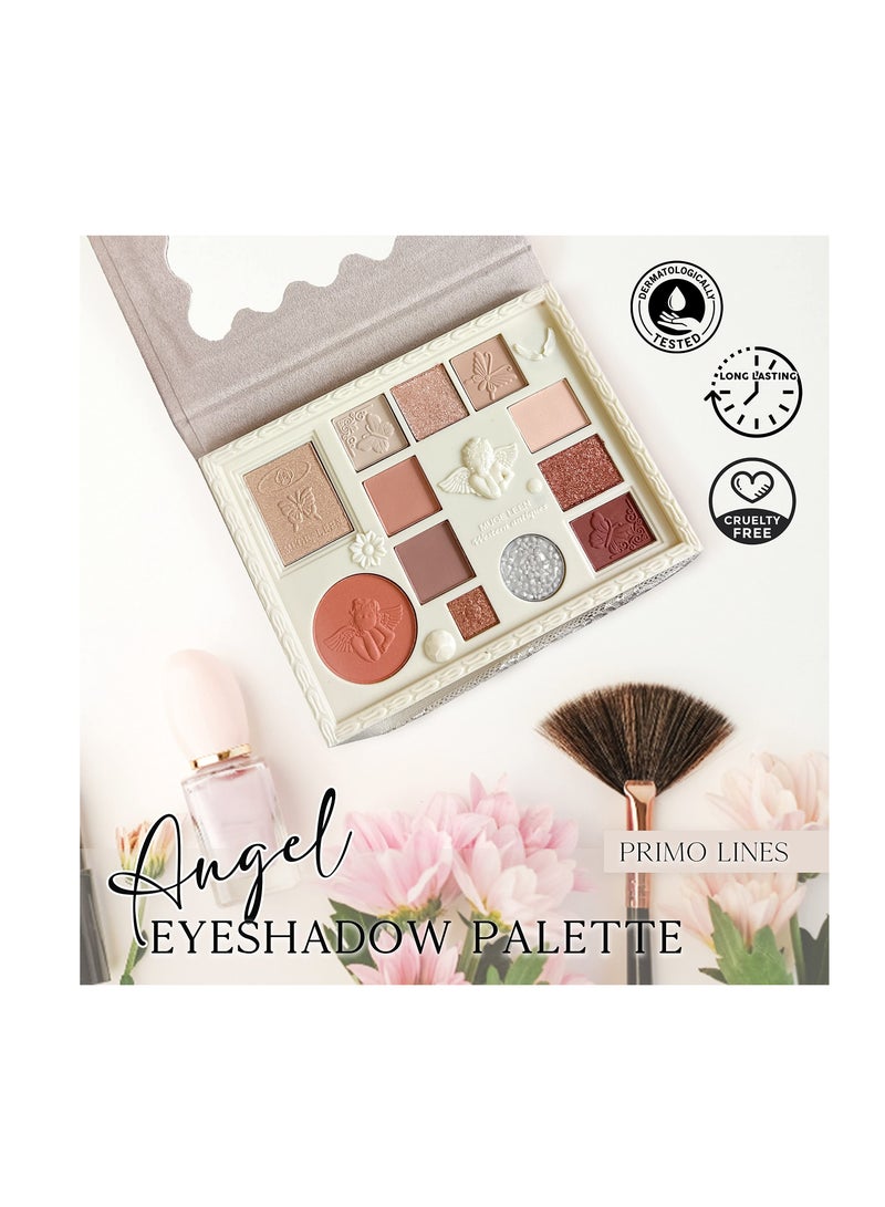 12 Shades Nude Eyeshadow Palette, Long Lasting Blendable Matte Eyeshadow Palette, Waterproof Shimmer Eyeshadow Palette, High Pigmented Portable Naked Eyeshadow Palette, for Brown Eyes