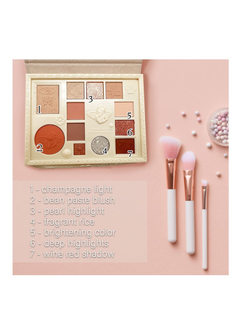 12 Shades Nude Eyeshadow Palette, Long Lasting Blendable Matte Eyeshadow Palette, Waterproof Shimmer Eyeshadow Palette, High Pigmented Portable Naked Eyeshadow Palette, for Brown Eyes