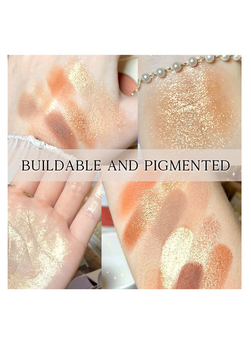 12 Shades Nude Eyeshadow Palette, Long Lasting Blendable Matte Eyeshadow Palette, Waterproof Shimmer Eyeshadow Palette, High Pigmented Portable Naked Eyeshadow Palette, for Brown Eyes