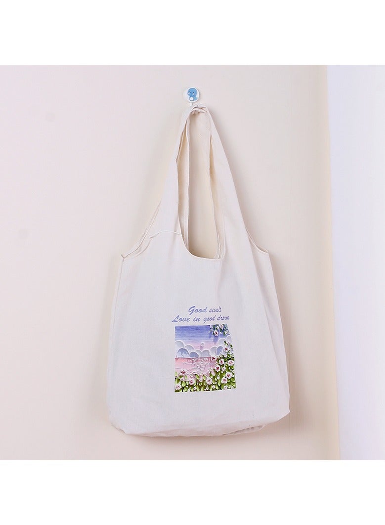 Simple Vest Canvas Bag (Pink Sea)