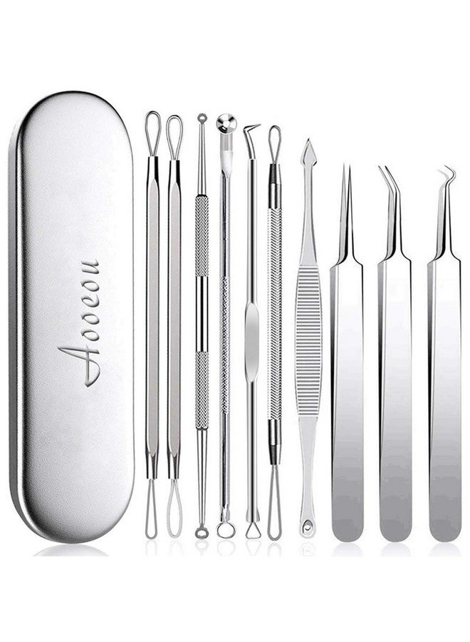 Blackhead Remover Tool Aooeou Professional Pimple Popper Tool Kiteasy Removal For Blemish Whitehead Popping Zit Removing For Risk Free Nose Face Antislip Coating Handle (Bsilver)